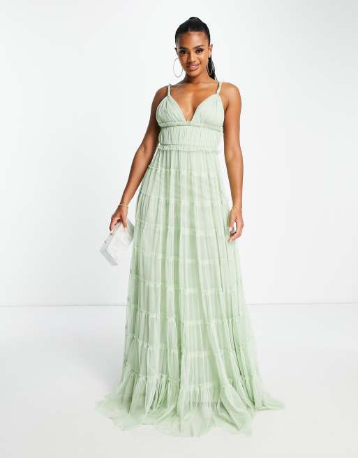 Green beaded 2024 maxi dress