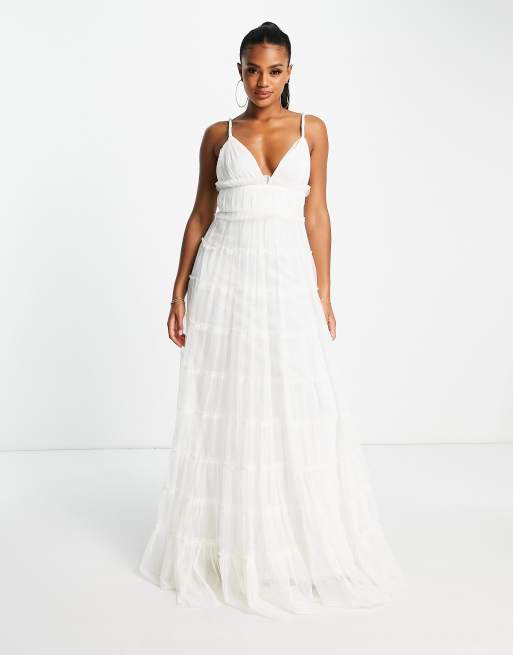 Plunge white 2024 maxi dress