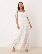 Lace & Beads Plus corset dropped hem tulle maxi dress in black