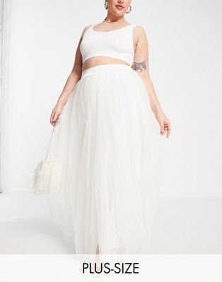 Lace & Beads Plus Bridal full maxi skirt co-ord in ivory