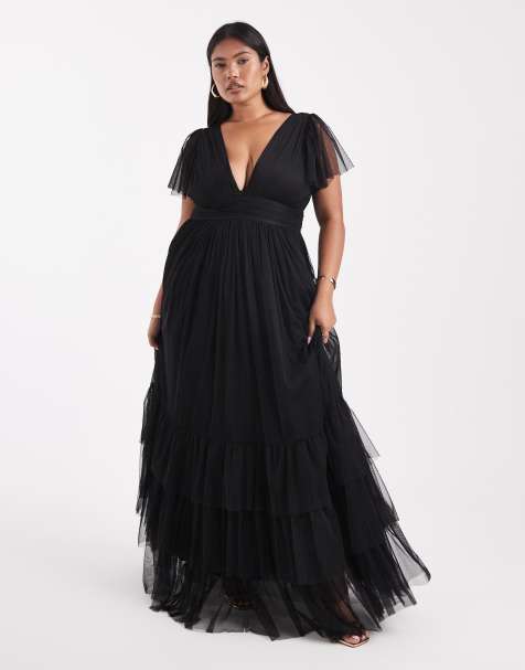 Lace & Beads Plus Bridesmaid Madison maxi dress in black - view 1