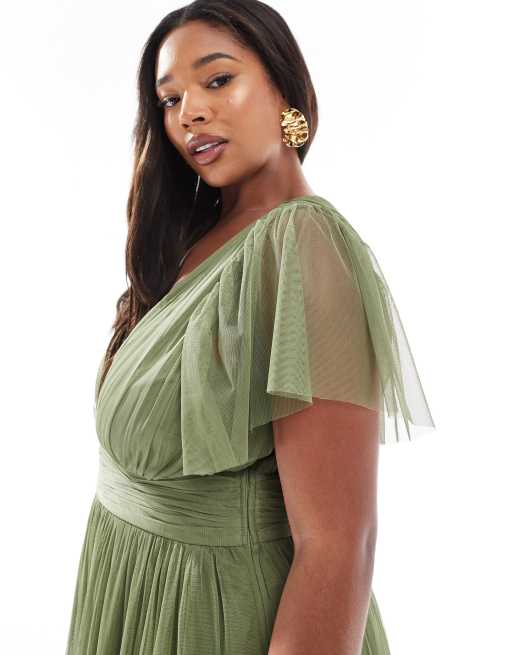 Lace & Beads Plus Bridesmaid Madison midi dress in soft olive green | ASOS
