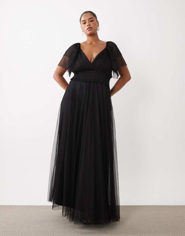 black bridesmaid dresses plus size Lace & Beads - Maxi Dress - Women - Polyester - 18 US Azazie Sable Black A-Line Best Sellers NH Week 47 2025 Elegant plus Color:Fuchsia