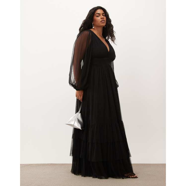 strapless navy blue dress Eden Maxi - This elegant strapless navy black beach dress Size:95 Blue Floral Puff Sleeve