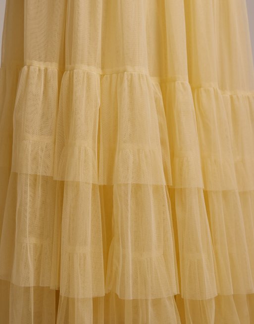 Lace & Beads Plus - Brudepiger - Madison - Citrongul maxikjole med flagreærmer, 3 af 5