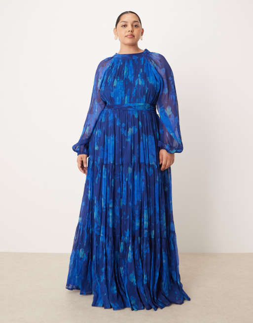 cobalt chiffon dress a dress in a beautiful cobalt color, multi-layered, lined with two-tone chiffon for various occasions, for a wedding, prom, ball