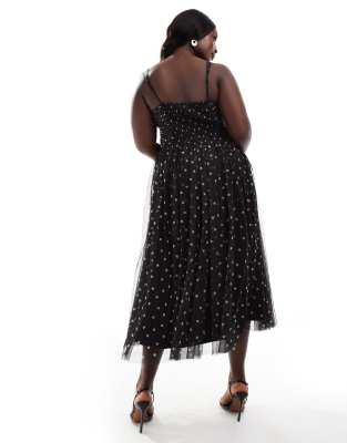white christmas dresses Strapless Ruffled Polka-Dot Long Prom Dress with Slit Black/White / 4 main image 1