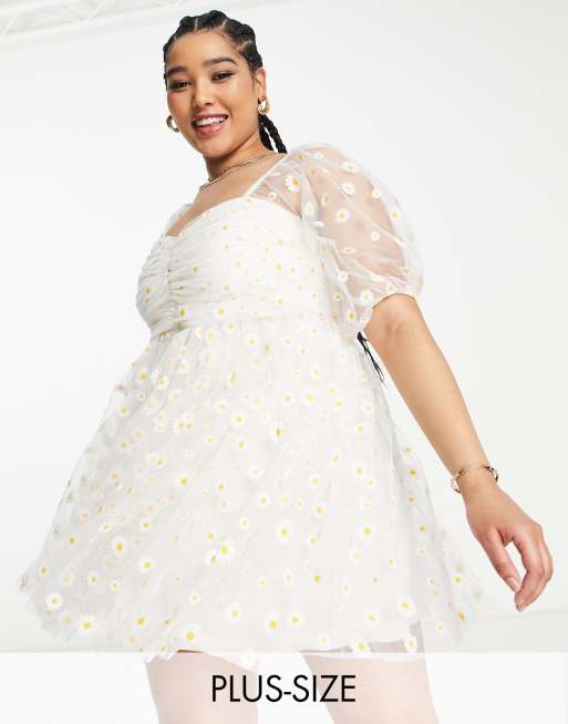 Plus size white sheer dress hotsell