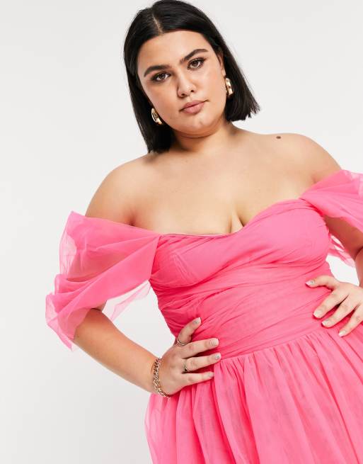 Pink lace dress plus size best sale