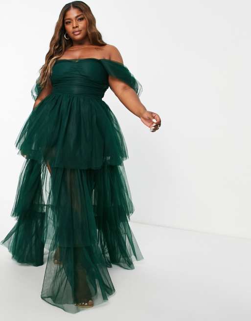 Emerald green store lace maxi dress