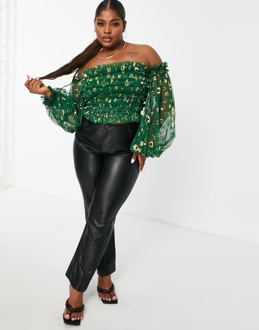 Off The Shoulder Blouse Green