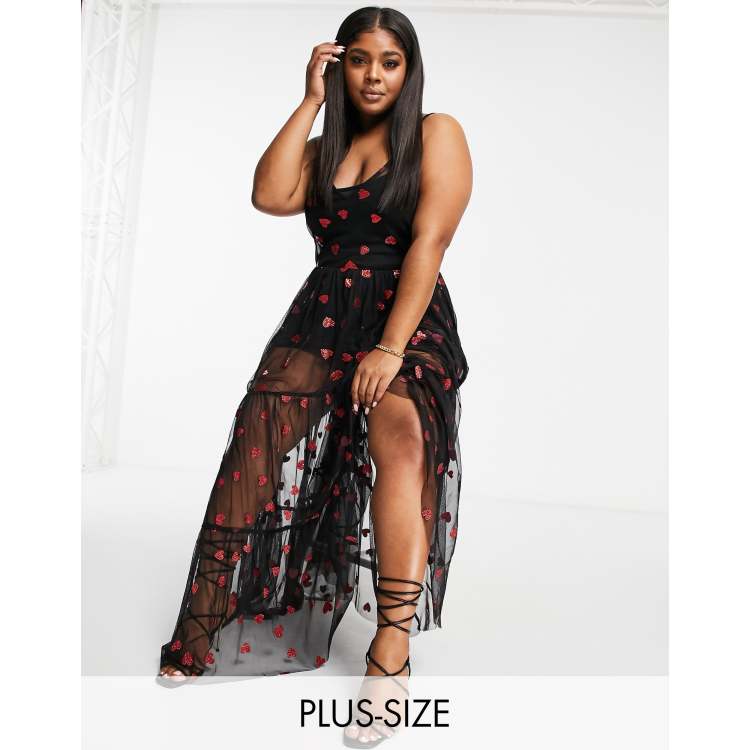 Plus size dress with sheer overlay best sale