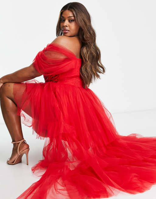 Plus size store red sequin gown