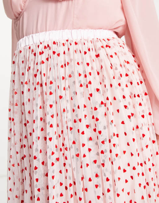 Pink love heart midi skirt sale