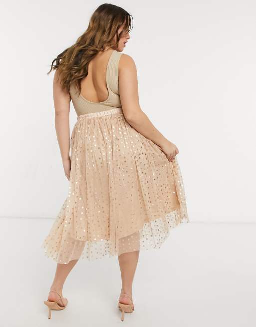 Gold tulle 2025 midi skirt