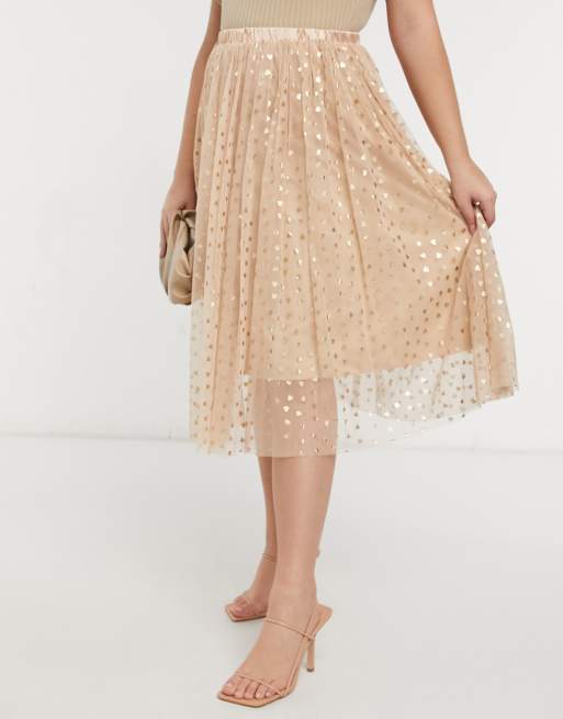 Gold tulle 2025 midi skirt