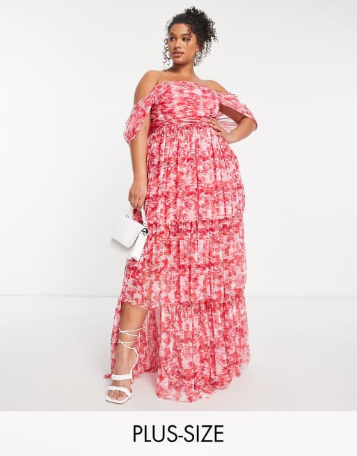 Hot pink floral maxi on sale dress