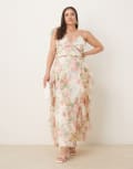 [Lace & Beads Plus] Lace & Beads Plus ruffle midaxi tulle dress in bright floral-Multi 28 Bright Floral