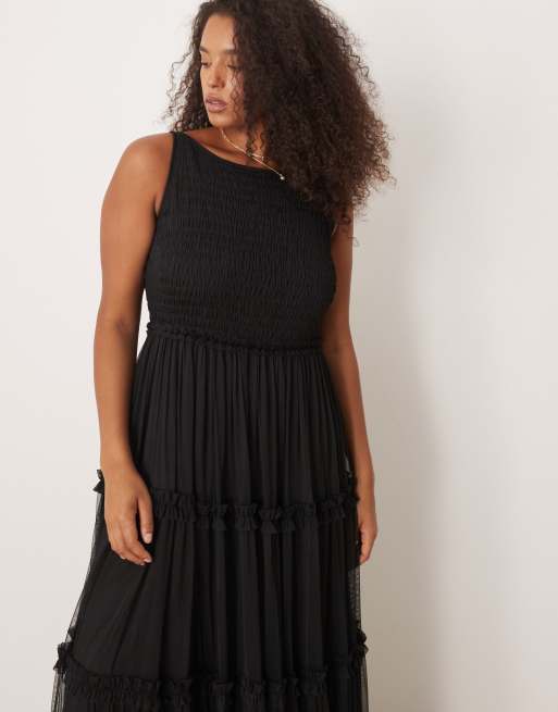 chinese dress ladies RESIN SHIRRED MAXI DRESS BLACK | Chosen by Tuchuzy