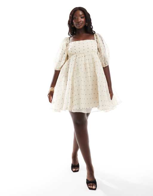 Plus size white polka dot dress best sale