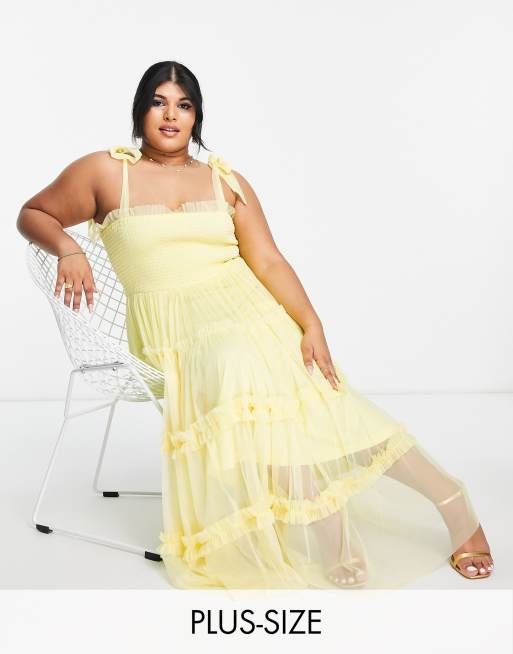 Plus Size - Tiered Midi Dress - Lemon Print Yellow - Torrid