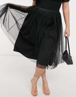 black tulle midi skirt