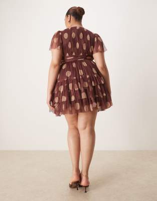 Lace & Beads Plus Tulle V-neck Ruffle Tiered Mini Dress In Multi