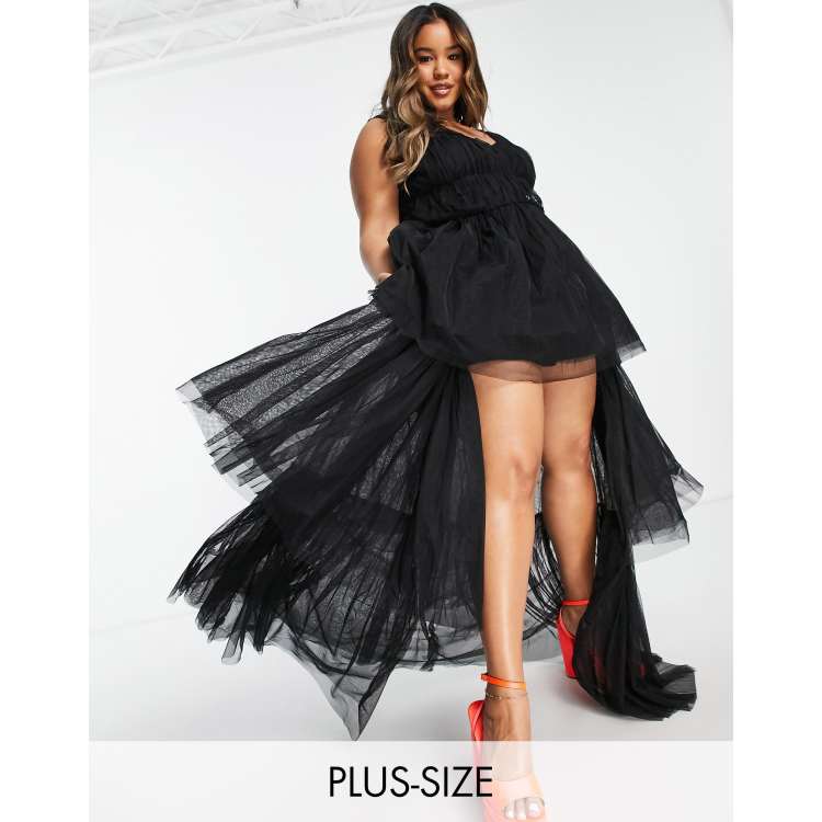 Gonna tulle sale nera asimmetrica