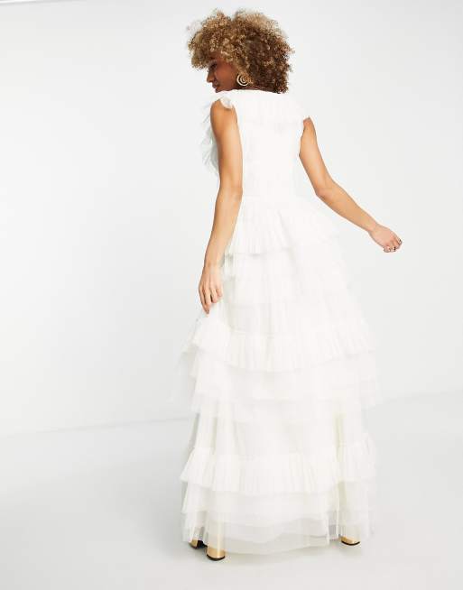 Lace & Beads Prom tiered tulle maxi dress in ivory, 2 of 4