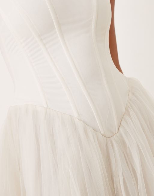 Lace & Beads - Robe corset longue avec ourlet plongeant - Ivoire, 2 de 4