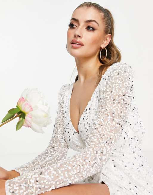 Lace & Beads - Robe longue de mariée à ornements avec traîne - Ivoire, 3 de 4