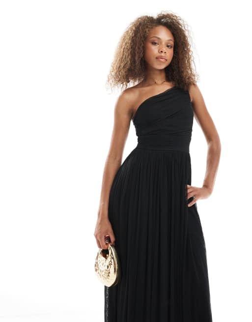 Lace & Beads - Robe longue et asymétrique de demoiselle d'honneur - Noir, 4 de 4