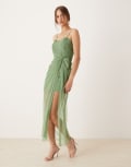 [Lace & Beads] Lace & Beads ruffle hem corset maxi dress in olive-Green 16 Olive