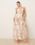 [Lace & Beads] Lace & Beads ruffle midaxi tulle dress in bright floral-Multi 6 Bright Floral
