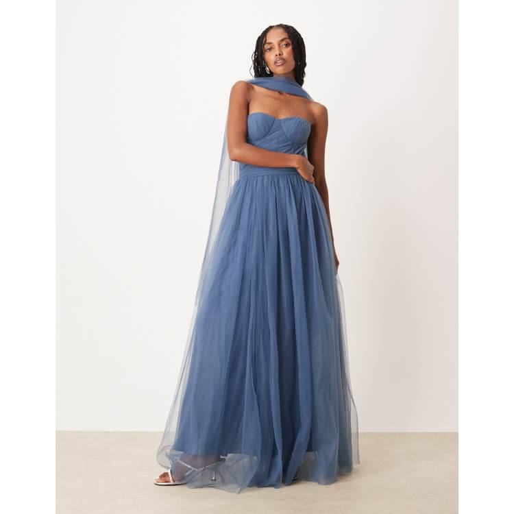 ethereal blue dress Ethereal Strapless Princess Ballgown Wedding Dress in Elegant Windsor Blue  Lace