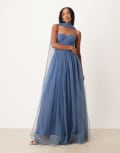 [Lace & Beads] Lace & Beads scarf neck corset tulle maxi dress in ethereal blue 14 Ethereal blue