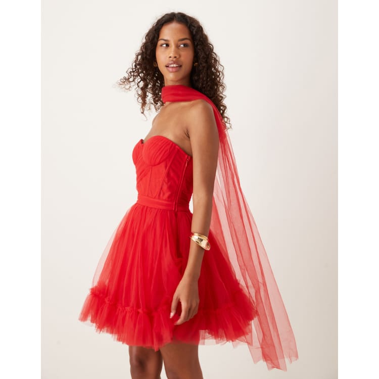 chinese dress ladies Red Corset Bandeau Mini Dress | Dress main image 0