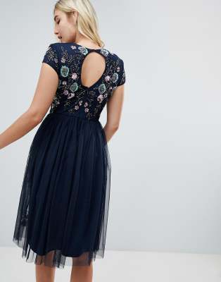 lace and beads navy dress