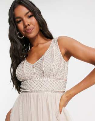 Lace and beads baby sequin hot sale midi dress