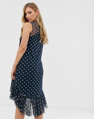 spotty navy dress