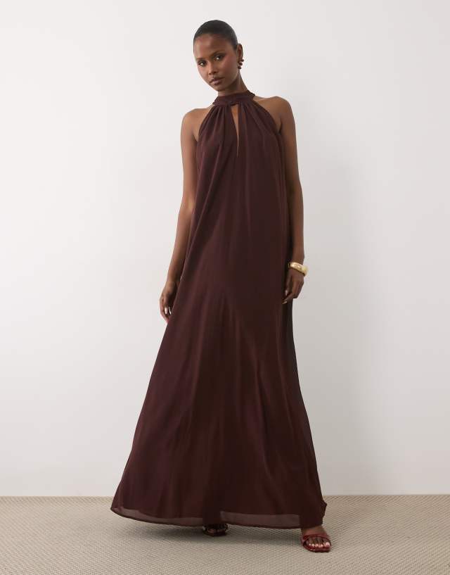 brown dress with pearls Lace & Beads - Trapeze Maxi - Women - Polyester - 8 US and ideal for warm Funeral Dress All Brown Leather Sneakers Your Size:12
