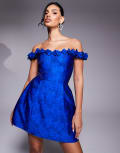 [Lace & Beads] Lace & Beads structured jacquard mini dress in cobalt-Blue 8 Cobalt