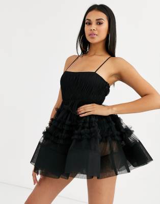 asos black tulle dress