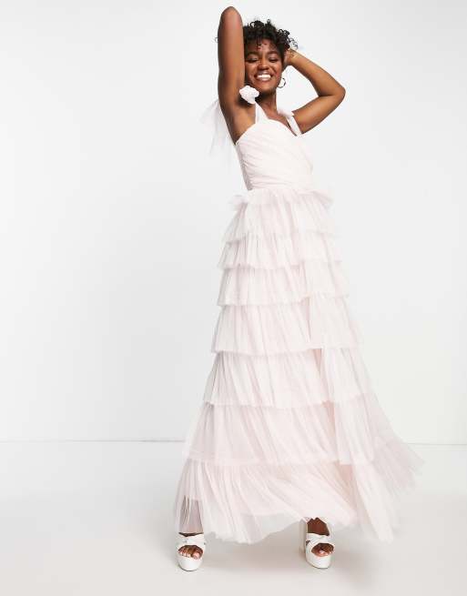 Blush ruffle shop maxi dress