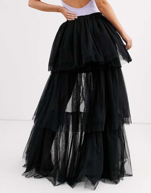 Camber layered tulle outlet maxi skirt