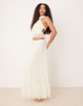 [Lace & Beads] Lace & Beads tiered ruffle maxi skirt in ivory (part of a set)-White 6 Ivory