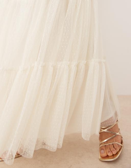 Lace & Beads tiered ruffle maxi skirt in ivory - part of a set, 3 of 5