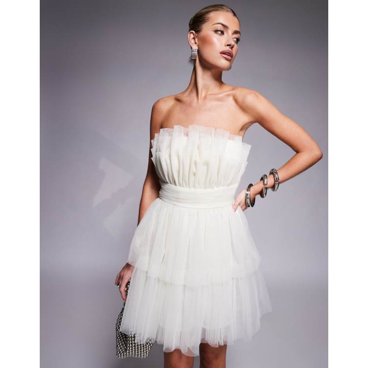 asos lace and beads dress MissJophiel Corset V Neck Floral Beaded Tulle Dress with Tie Straps main image 1