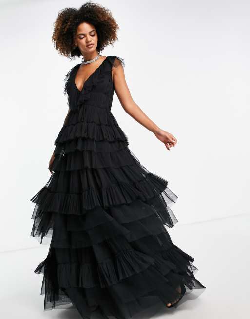 Tulle maxi 2025 dress black