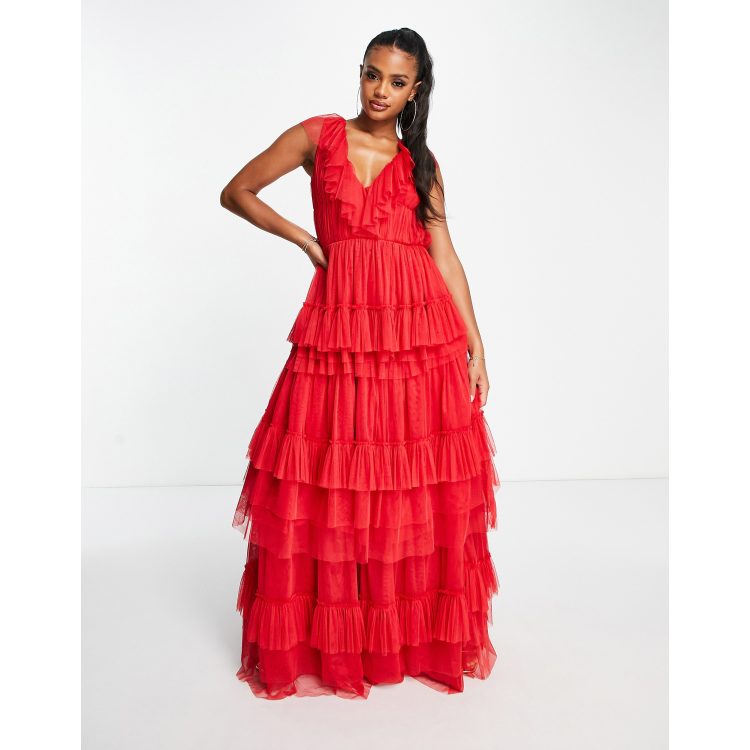 Layered tulle 2024 maxi dress